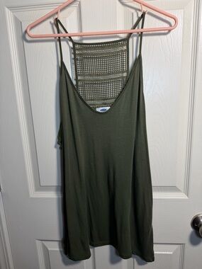 Women’s Old Navy Olive Green Crochet-Ladder Back Tank, size Large
